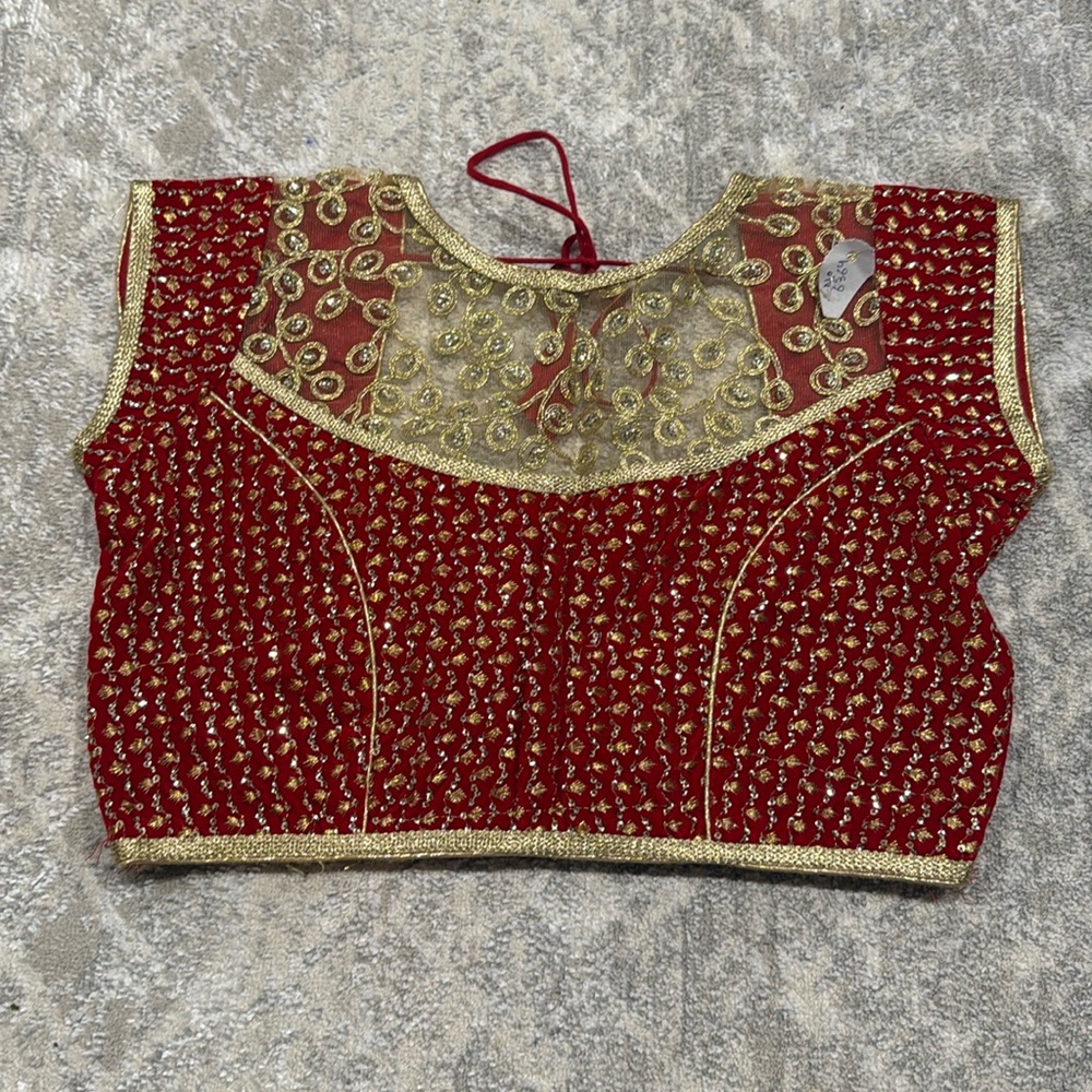 Red saree blouse